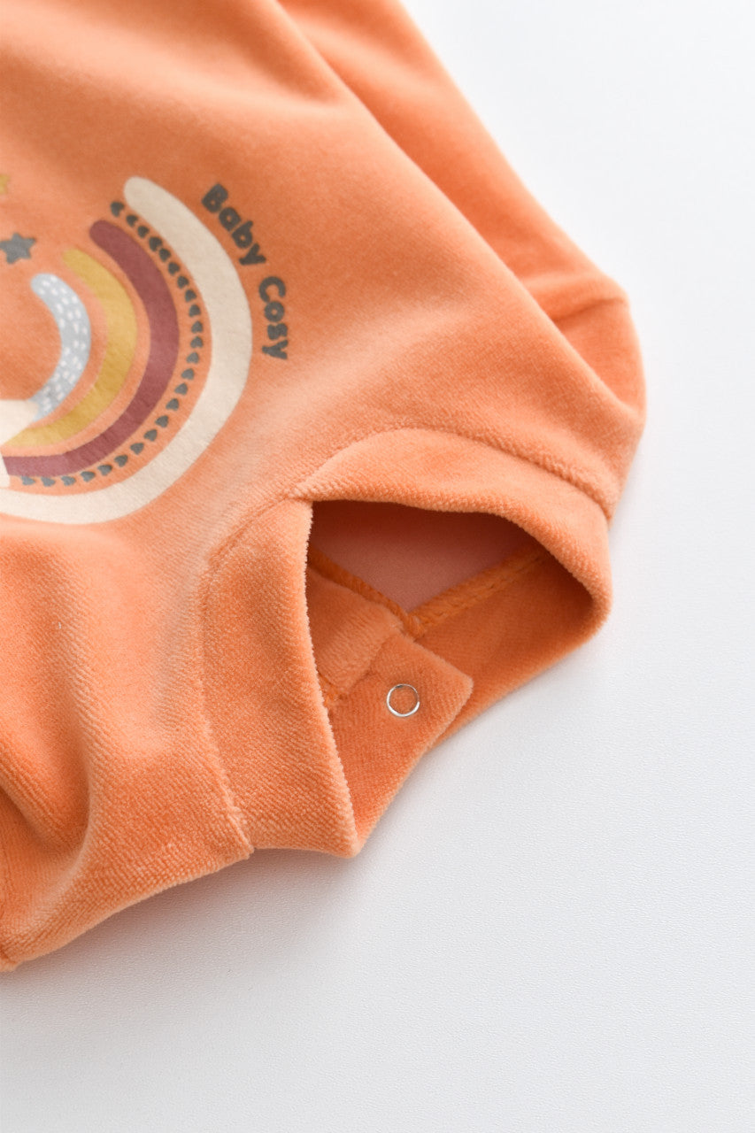 Salopeta Curcubeu cu maneca lunga si botosei din 80%bumbac organic si 20% poliester - , BabyCosy